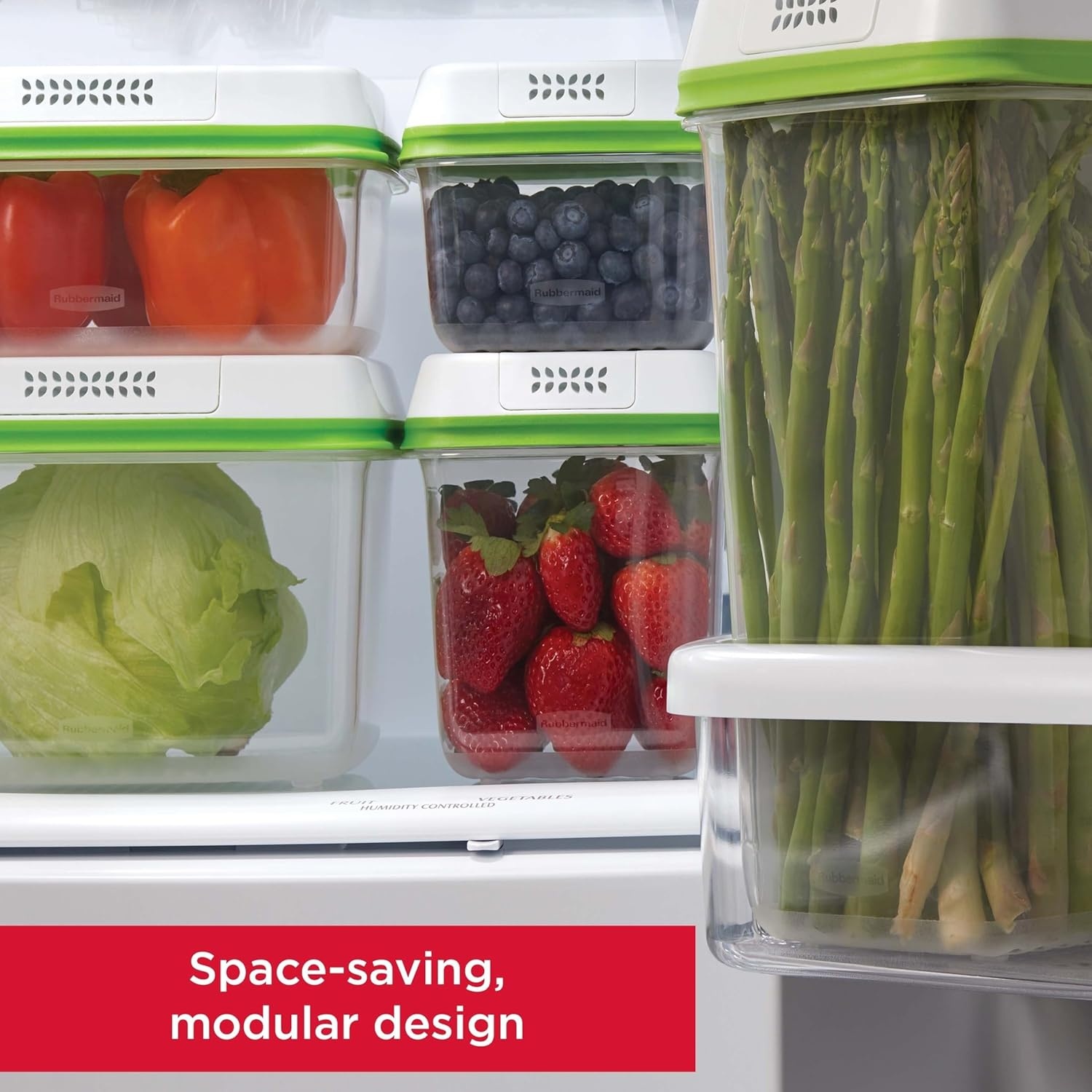 image:imageRubbermaid FreshWorks Produce Saver Medium and Large Storage Containers 6 Piece Set4Pack Assorted Sizes