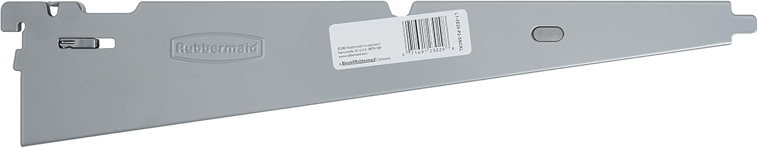 image:imageRubbermaid Garage FastTrack Bracket 16 Deep Shelf Bracket with Speed Clips Satin Nickel Wall Mounted Storage System for HomeGarageTool Organization
