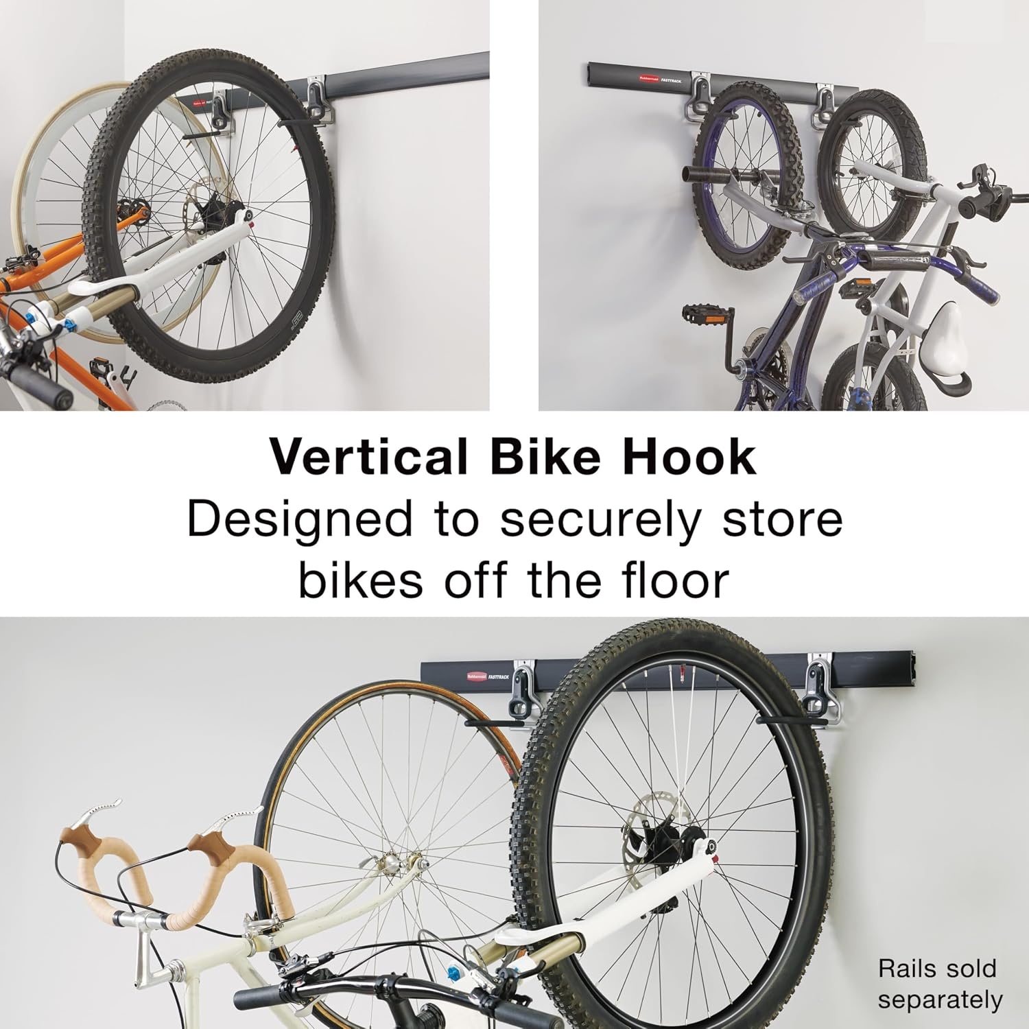 image:imageRubbermaid Garage FastTrack Hose Hook Satin Nickel Wall Mounted Storage System Holds up to 50 pounds for HomeGarageBike Hook