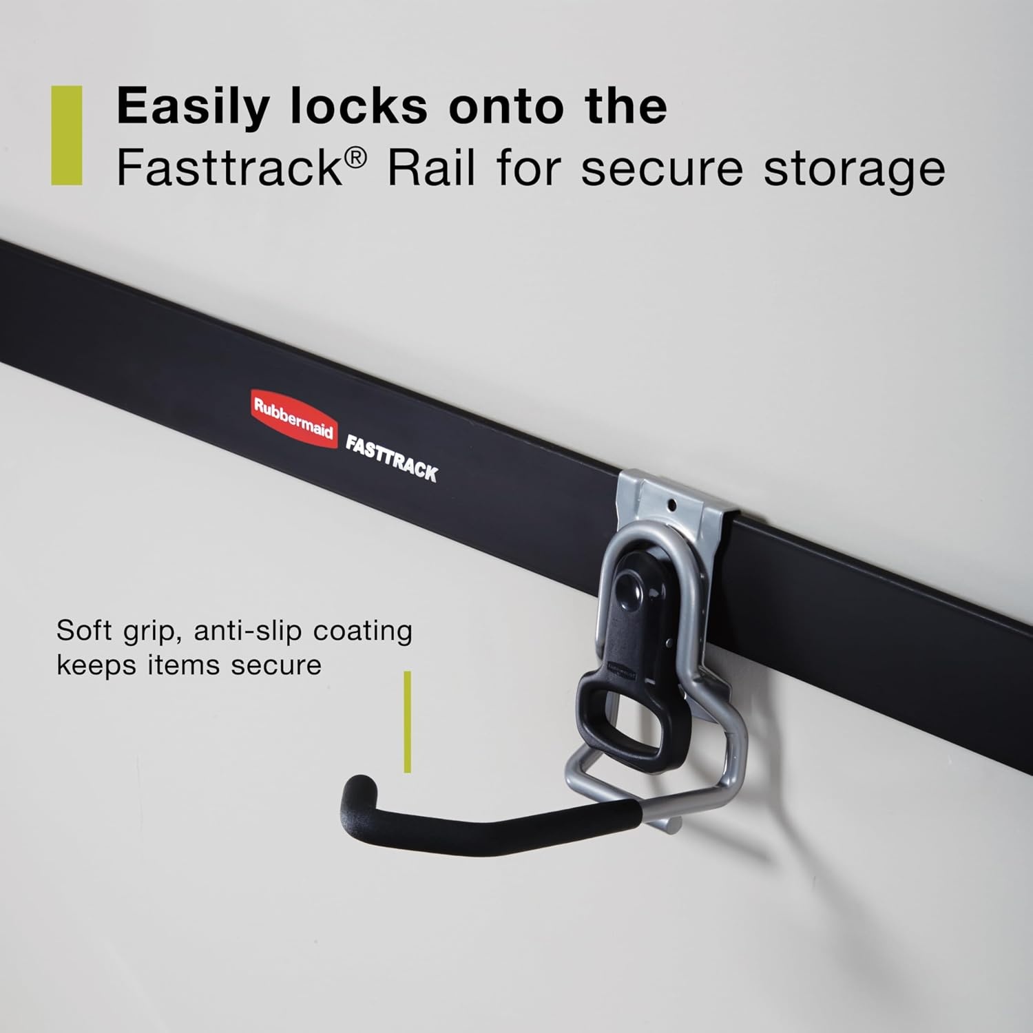 image:imageRubbermaid Garage FastTrack Hose Hook Satin Nickel Wall Mounted Storage System Holds up to 50 pounds for HomeGarageBike Hook