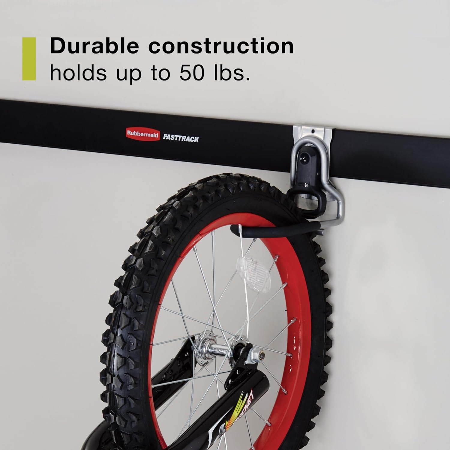 image:imageRubbermaid Garage FastTrack Hose Hook Satin Nickel Wall Mounted Storage System Holds up to 50 pounds for HomeGarageBike Hook