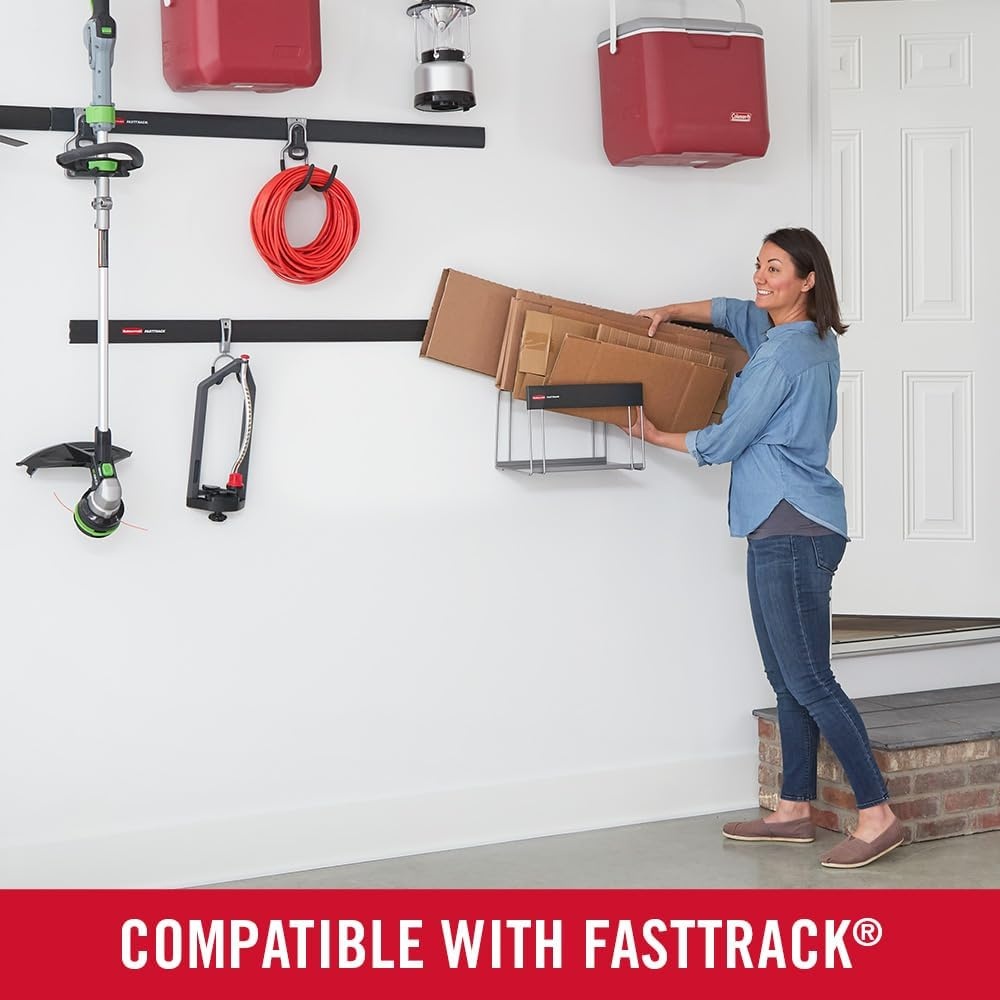 image:imageRubbermaid Garage FastTrack Hose Hook Satin Nickel Wall Mounted Storage System Holds up to 50 pounds for HomeGarageCardboard Holder