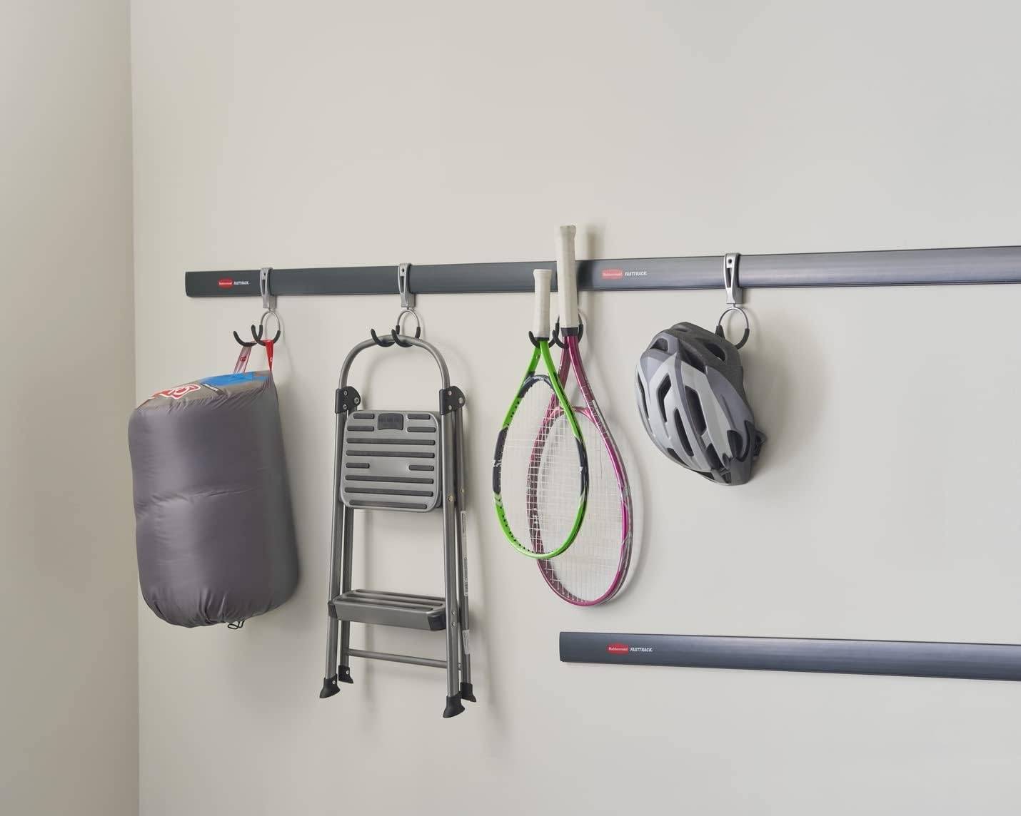 image:imageRubbermaid Garage FastTrack Hose Hook Satin Nickel Wall Mounted Storage System Holds up to 50 pounds for HomeGarageCompact Hook