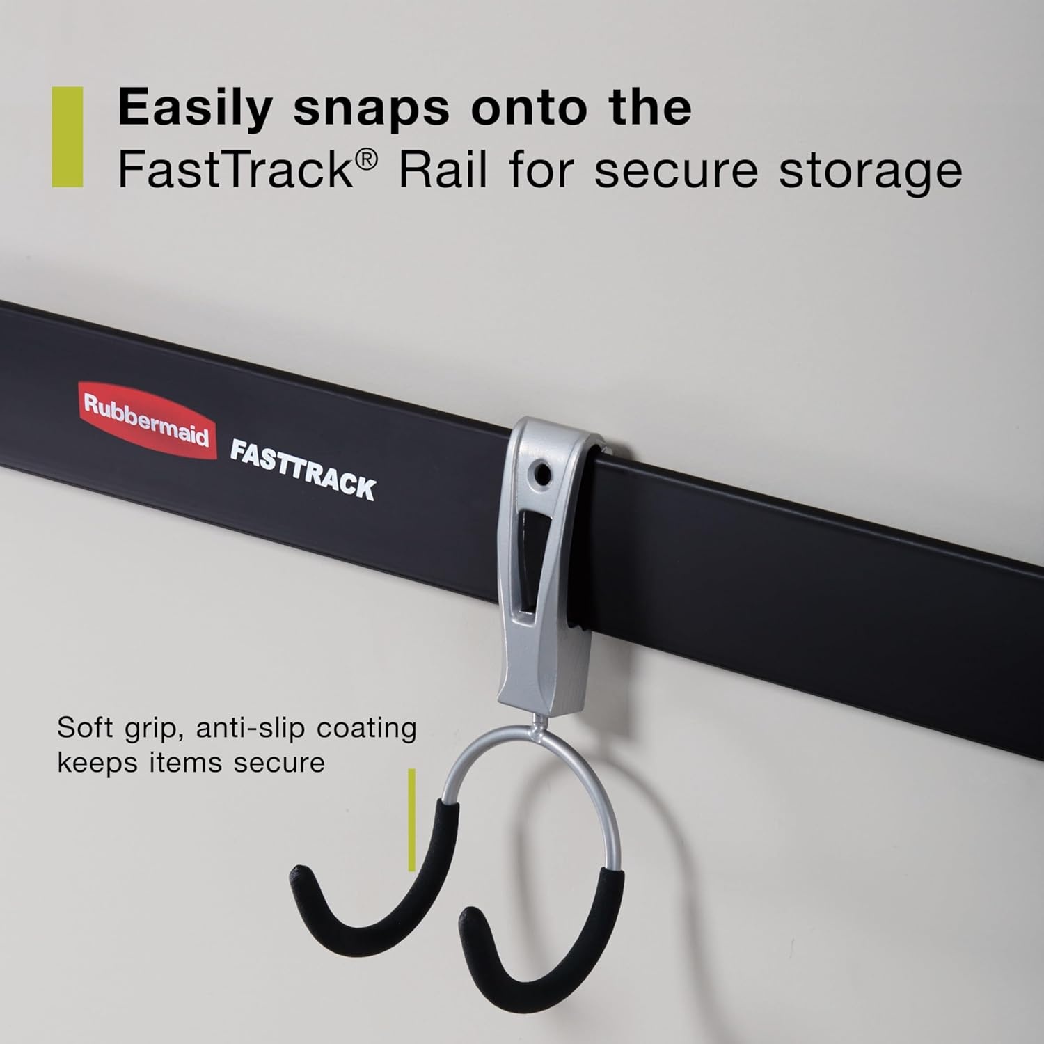image:imageRubbermaid Garage FastTrack Hose Hook Satin Nickel Wall Mounted Storage System Holds up to 50 pounds for HomeGarageCompact Hook