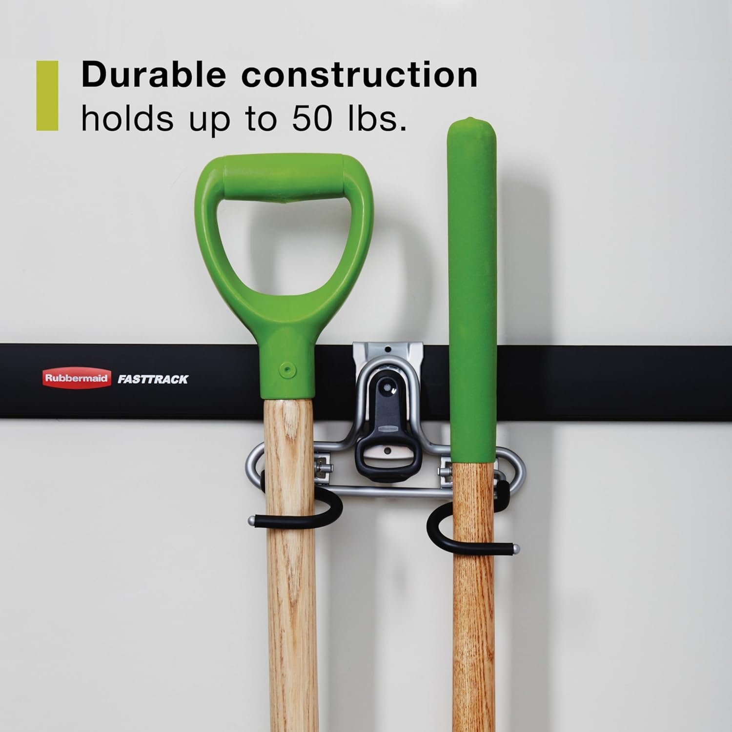 image:imageRubbermaid Garage FastTrack Hose Hook Satin Nickel Wall Mounted Storage System Holds up to 50 pounds for HomeGarageDoubleHandle Hook