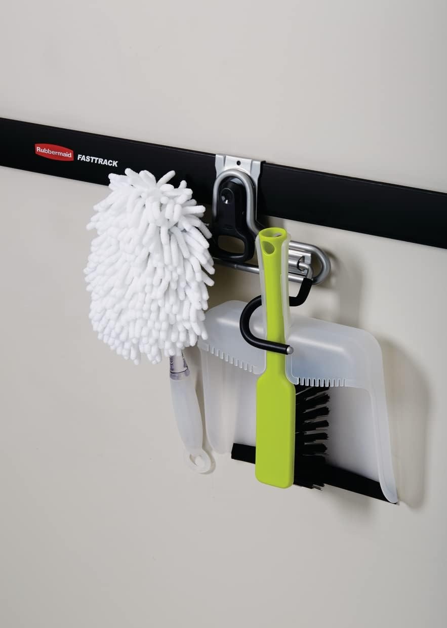 image:imageRubbermaid Garage FastTrack Hose Hook Satin Nickel Wall Mounted Storage System Holds up to 50 pounds for HomeGarageDoubleHandle Hook