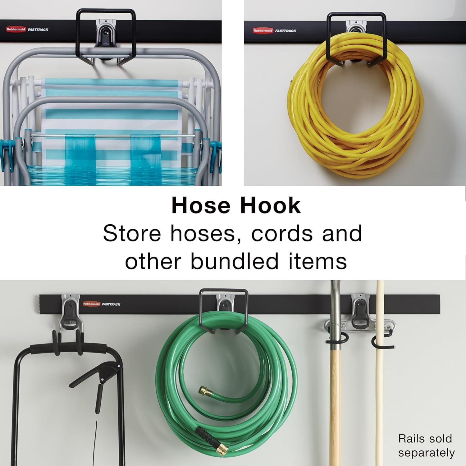 image:imageRubbermaid Garage FastTrack Hose Hook Satin Nickel Wall Mounted Storage System Holds up to 50 pounds for HomeGarageHose Hook