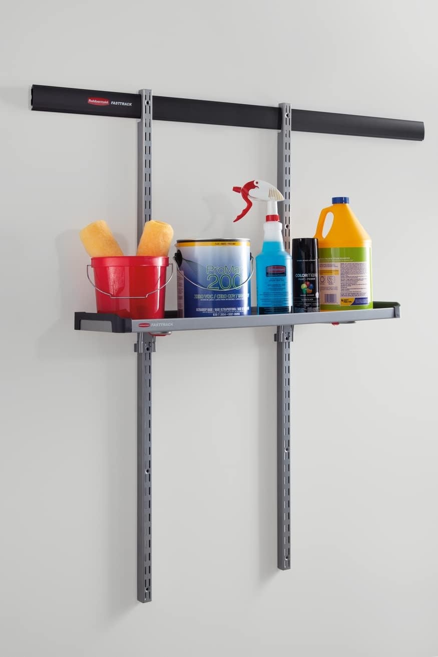 image:imageRubbermaid Garage FastTrack Hose Hook Satin Nickel Wall Mounted Storage System Holds up to 50 pounds for HomeGarageLarge Shelf
