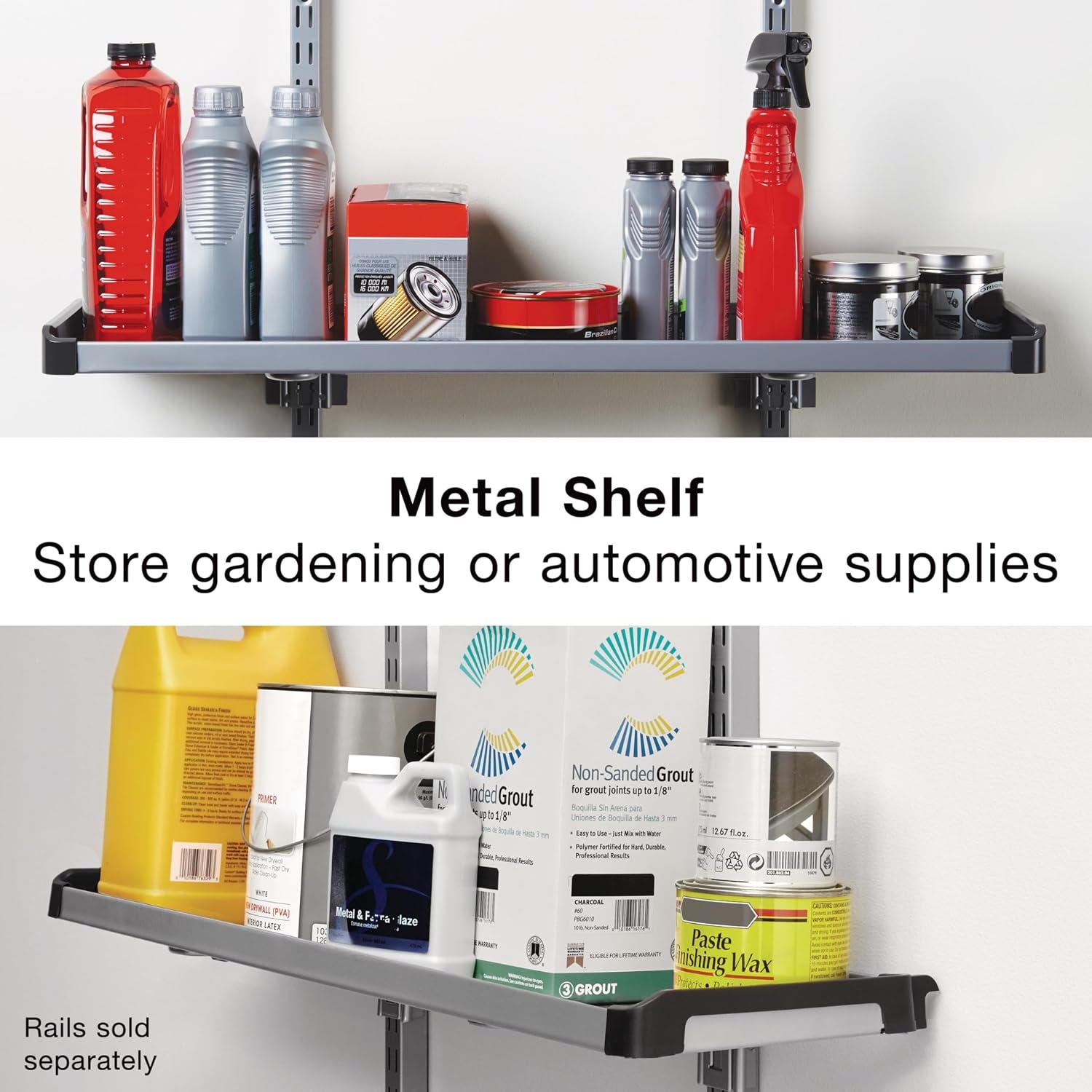 image:imageRubbermaid Garage FastTrack Hose Hook Satin Nickel Wall Mounted Storage System Holds up to 50 pounds for HomeGarageLarge Shelf