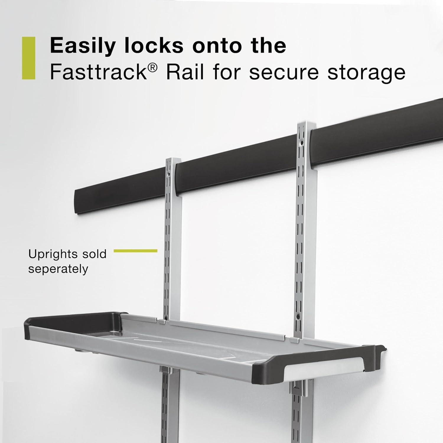 image:imageRubbermaid Garage FastTrack Hose Hook Satin Nickel Wall Mounted Storage System Holds up to 50 pounds for HomeGarageLarge Shelf
