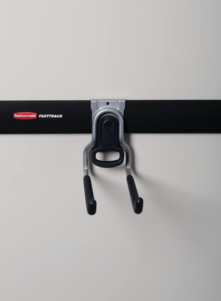 image:imageRubbermaid Garage FastTrack Hose Hook Satin Nickel Wall Mounted Storage System Holds up to 50 pounds for HomeGarageMultiPurpose Hook