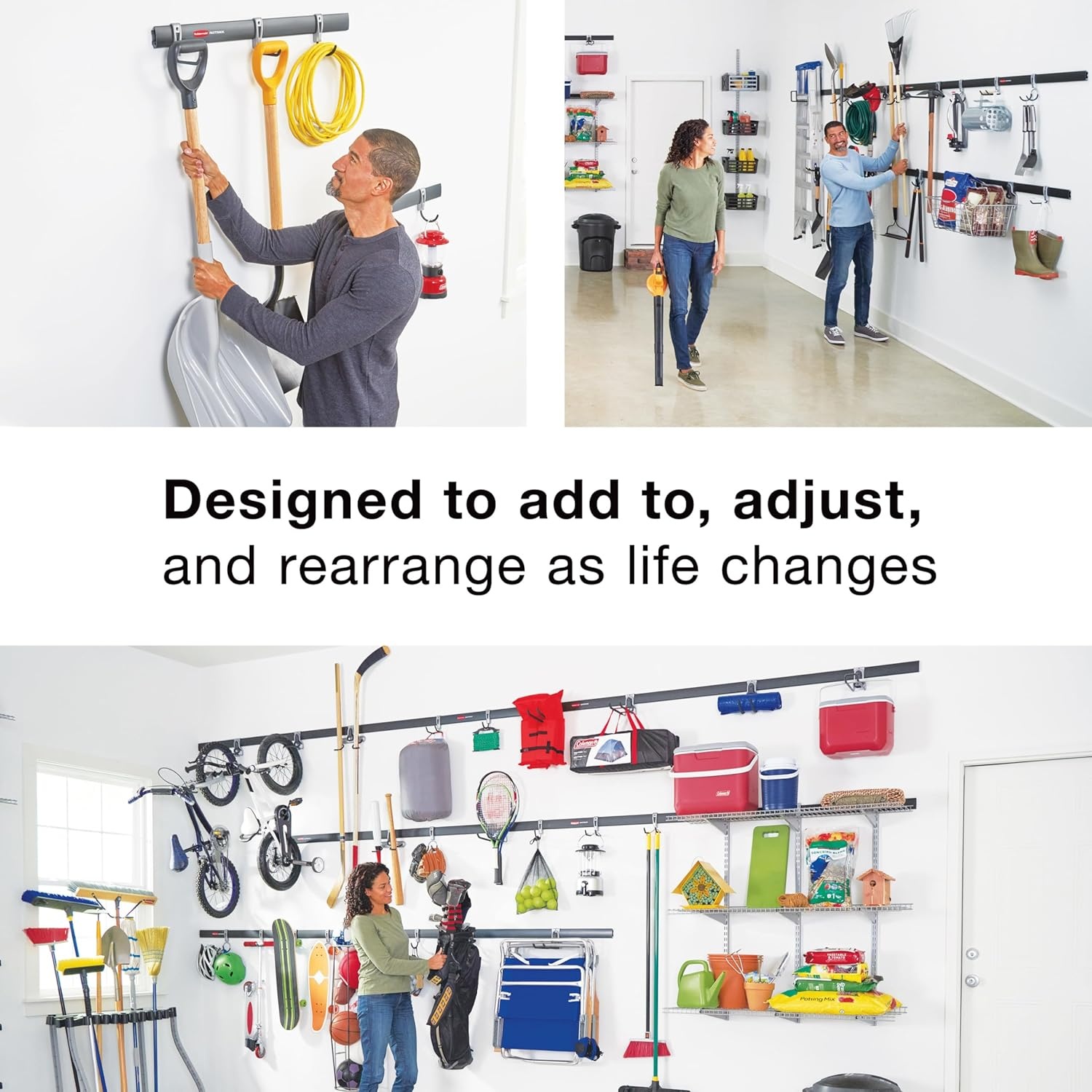 image:imageRubbermaid Garage FastTrack Hose Hook Satin Nickel Wall Mounted Storage System Holds up to 50 pounds for HomeGaragePowerTool Hook
