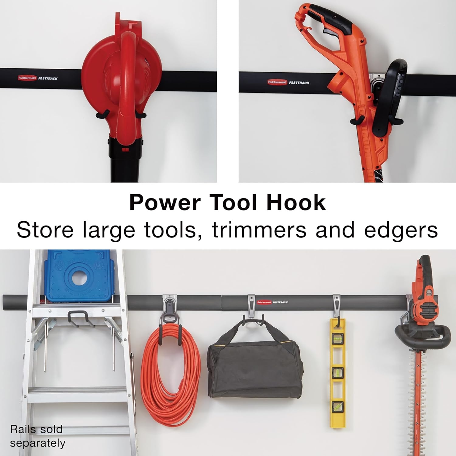 image:imageRubbermaid Garage FastTrack Hose Hook Satin Nickel Wall Mounted Storage System Holds up to 50 pounds for HomeGaragePowerTool Hook