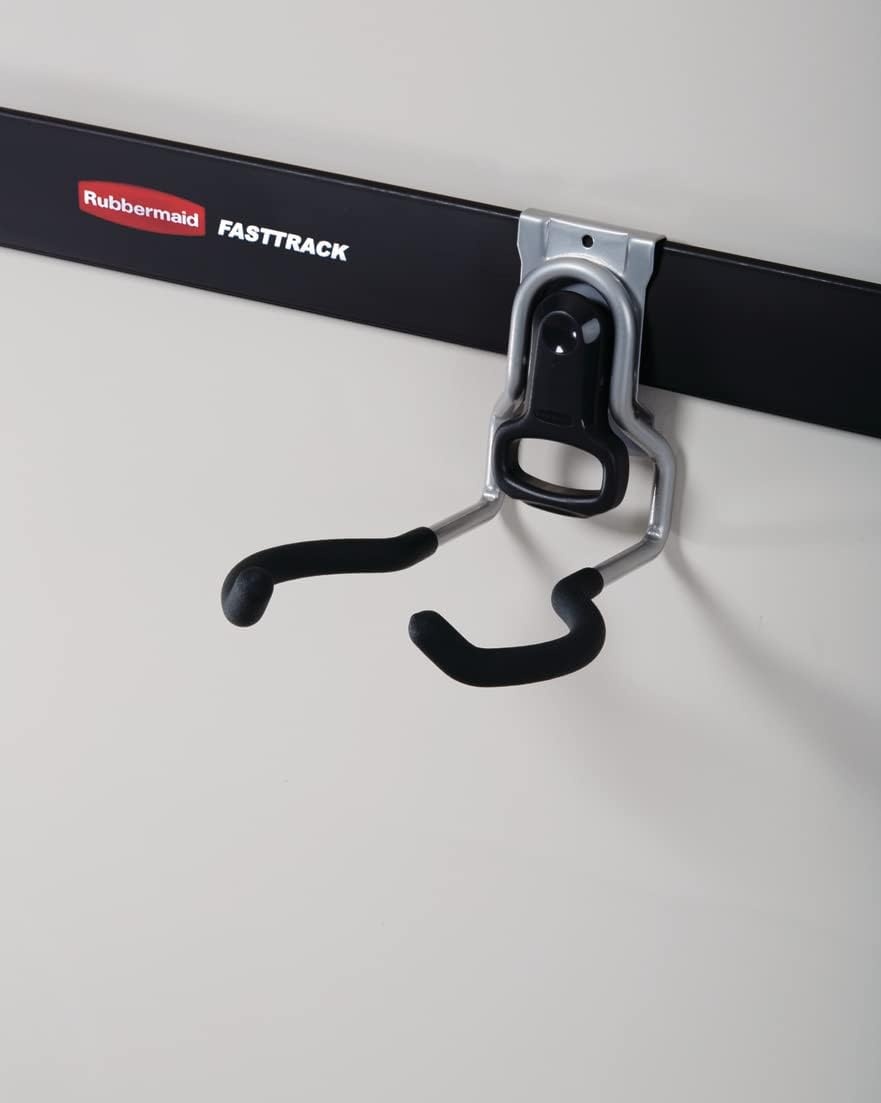 image:imageRubbermaid Garage FastTrack Hose Hook Satin Nickel Wall Mounted Storage System Holds up to 50 pounds for HomeGaragePowerTool Hook
