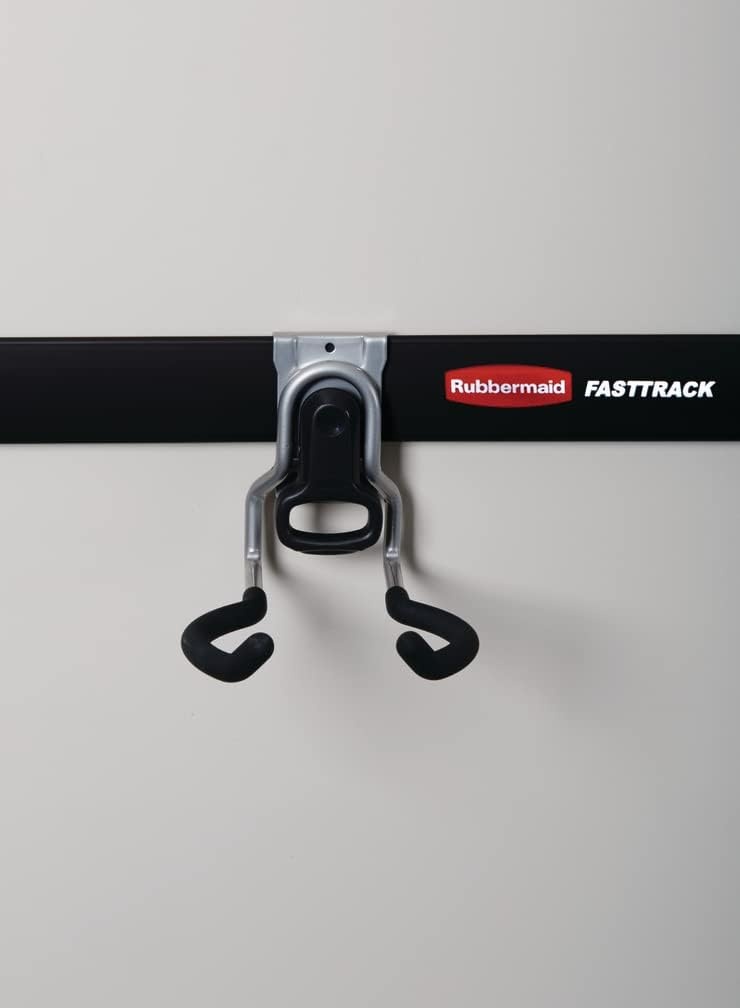 image:imageRubbermaid Garage FastTrack Hose Hook Satin Nickel Wall Mounted Storage System Holds up to 50 pounds for HomeGaragePowerTool Hook
