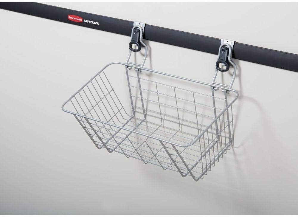 image:imageRubbermaid Garage FastTrack Hose Hook Satin Nickel Wall Mounted Storage System Holds up to 50 pounds for HomeGarageWire Mesh Basket