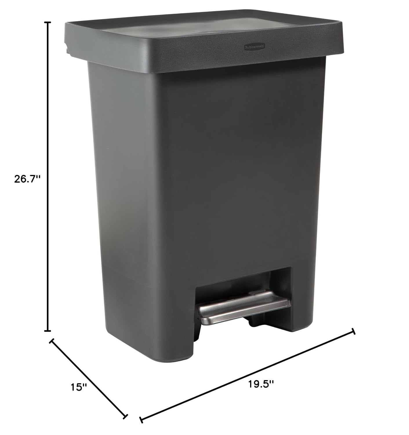 image:imageRubbermaid HighCapacity StepOn Trash Can 19 Gallon Single or Dual Stream Trash or Recycling Charcoal StainlessSteel Pedal for HomeKitchenGarageApartmentResin Rim
