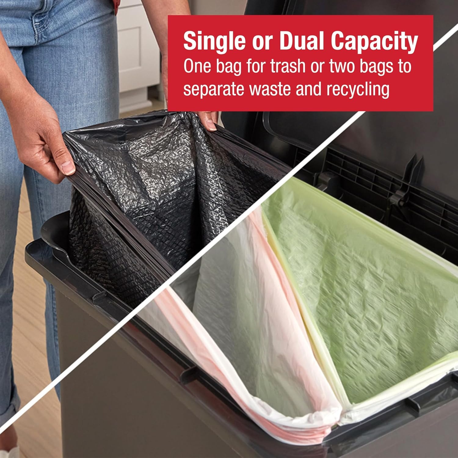 image:imageRubbermaid HighCapacity StepOn Trash Can 19 Gallon Single or Dual Stream Trash or Recycling Charcoal StainlessSteel Pedal for HomeKitchenGarageApartmentResin Rim
