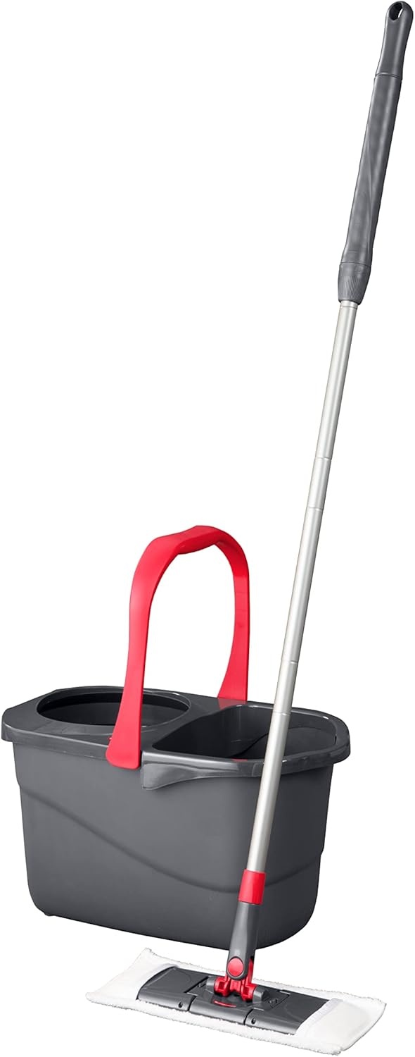 image:imageRubbermaid Microfiber Flat Spin Mop Floor Cleaning System with Wringer Bucket Red Flat Floor Mop for HardwoodLaminateVinylTileStone Floors