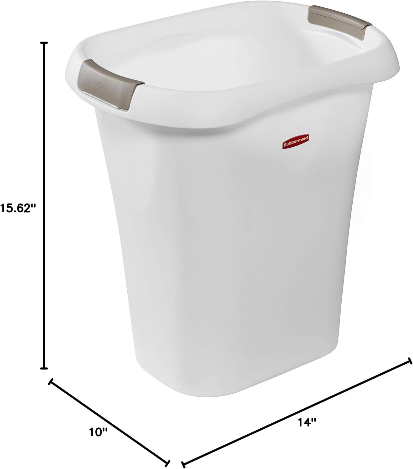 image:imageRubbermaid Open Top Trash Can 53Gallon White Plastic WastebasketGarbage Bin for HomeKitchenBathroomGarage