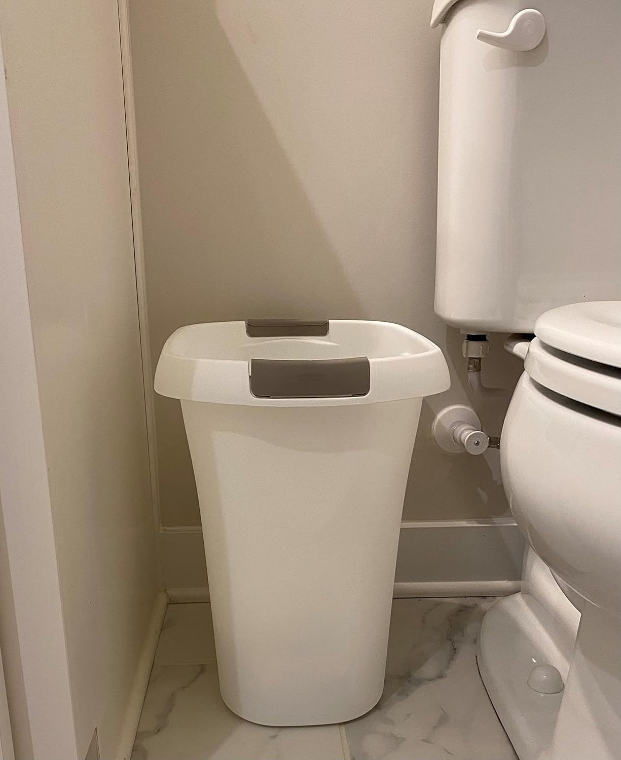 image:imageRubbermaid Open Top Trash Can 53Gallon White Plastic WastebasketGarbage Bin for HomeKitchenBathroomGarage