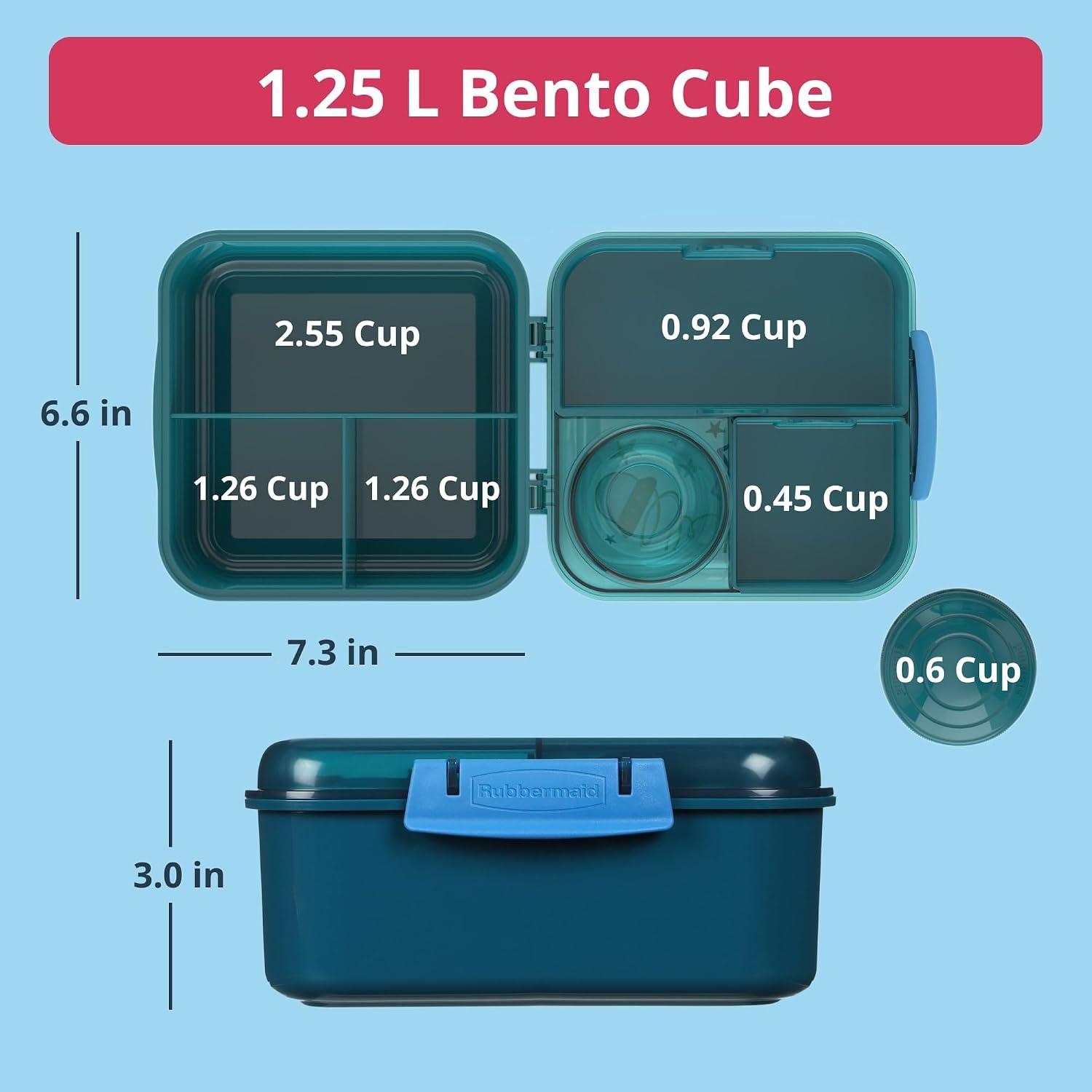image:imageRubbermaid Pack amp Go Alien Laguna Blue Lunch Set 3Pack Bento Cube Snack Container Sandwich Box Food Storage Containers Plastic Containers for Food