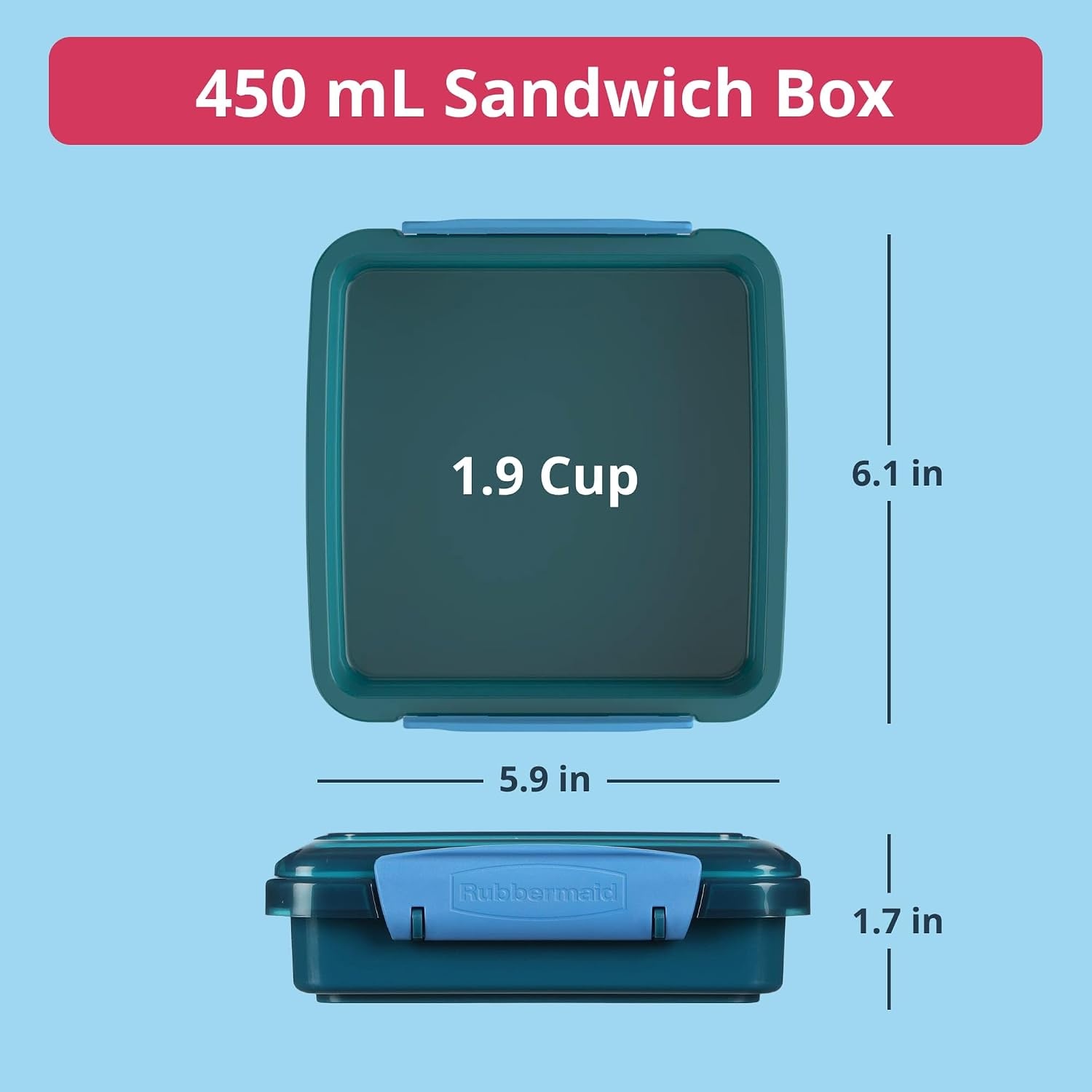 image:imageRubbermaid Pack amp Go Alien Laguna Blue Lunch Set 3Pack Bento Cube Snack Container Sandwich Box Food Storage Containers Plastic Containers for Food