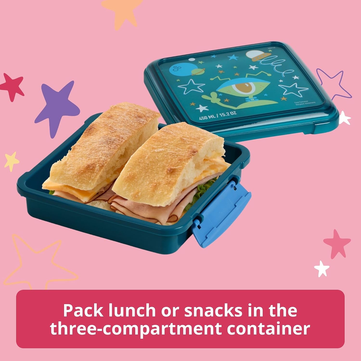 image:imageRubbermaid Pack amp Go Alien Laguna Blue Lunch Set 3Pack Bento Cube Snack Container Sandwich Box Food Storage Containers Plastic Containers for Food