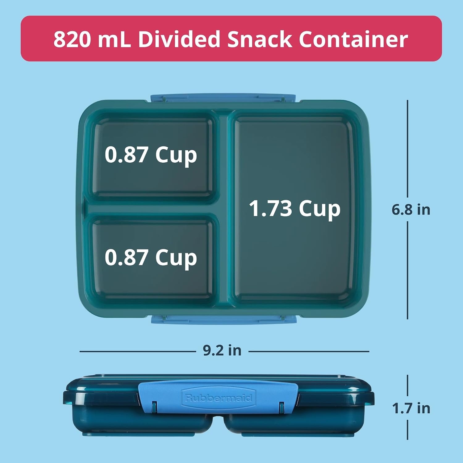 image:imageRubbermaid Pack amp Go Alien Laguna Blue Lunch Set 3Pack Bento Cube Snack Container Sandwich Box Food Storage Containers Plastic Containers for Food
