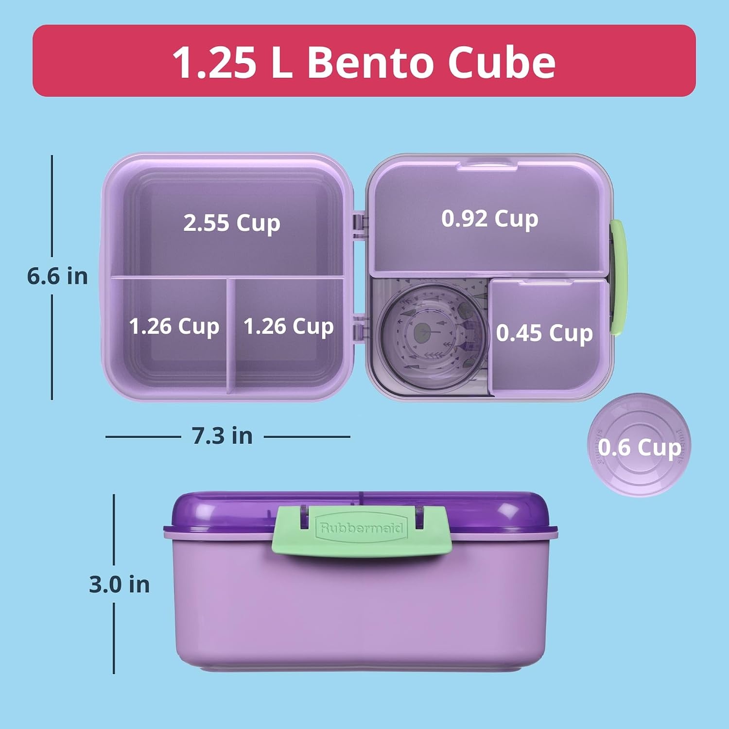 image:imageRubbermaid Pack amp Go Dragon Fairy Dust Purple Lunch Set 3Pack Bento Cube Snack Container Sandwich Box Food Storage Containers Plastic Containers for Food