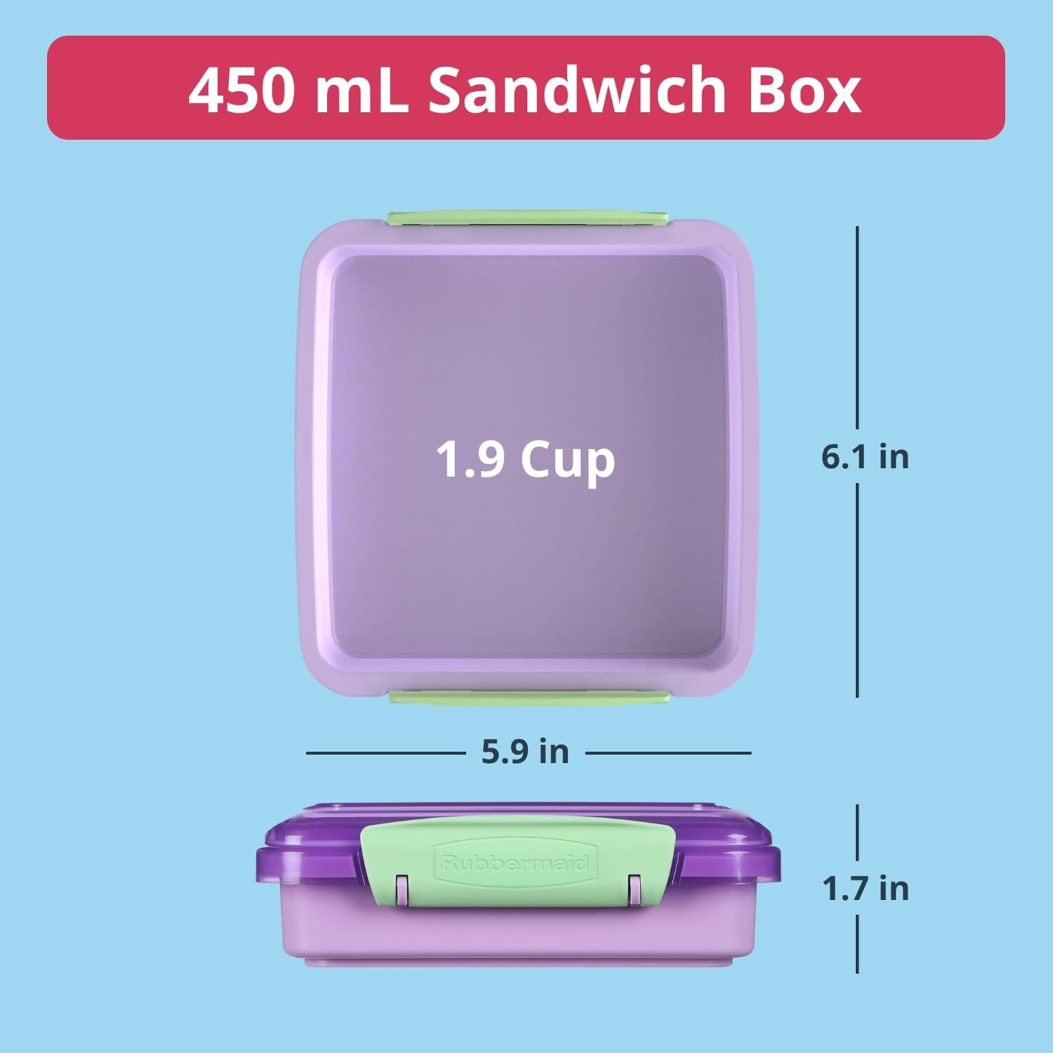 image:imageRubbermaid Pack amp Go Dragon Fairy Dust Purple Lunch Set 3Pack Bento Cube Snack Container Sandwich Box Food Storage Containers Plastic Containers for Food