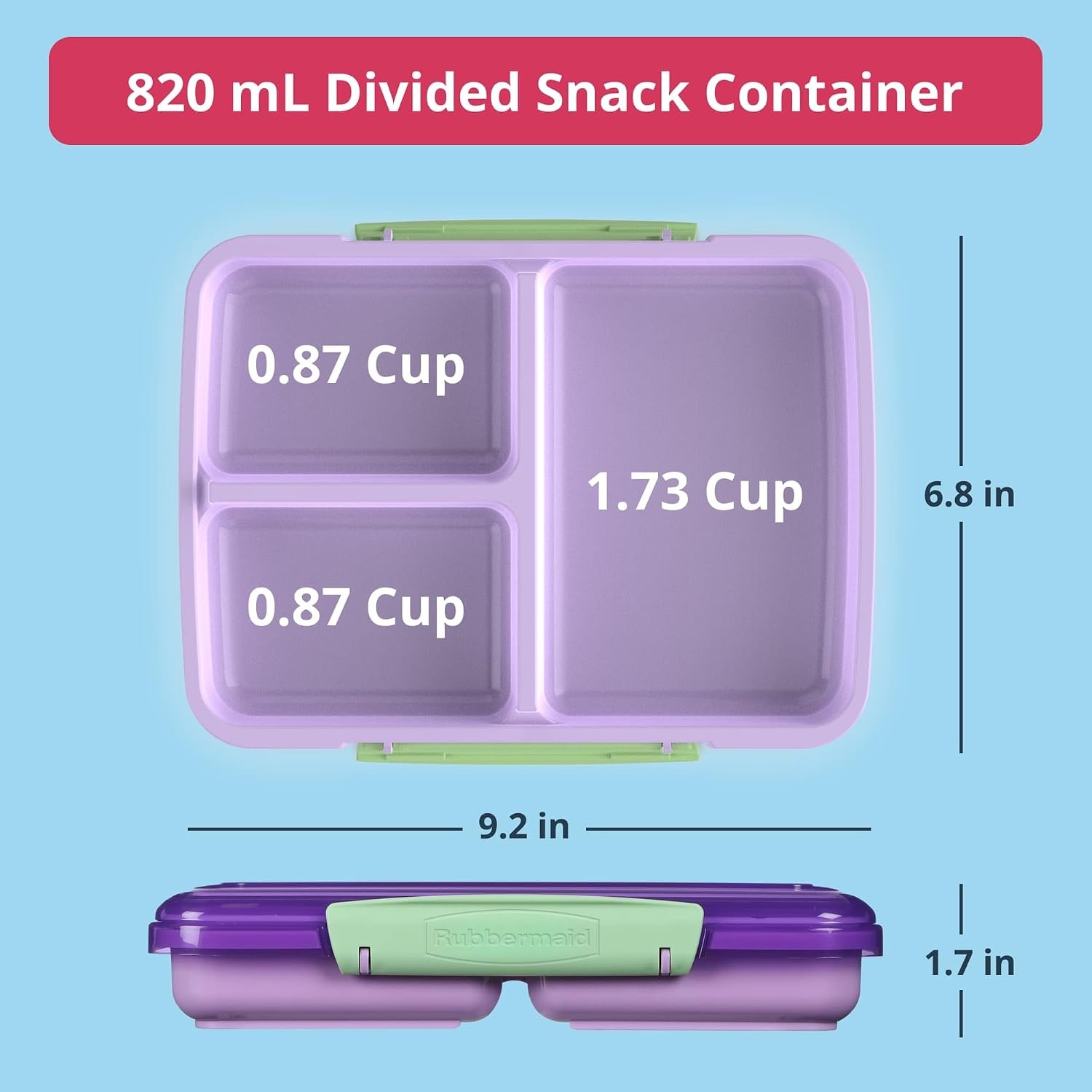 image:imageRubbermaid Pack amp Go Dragon Fairy Dust Purple Lunch Set 3Pack Bento Cube Snack Container Sandwich Box Food Storage Containers Plastic Containers for Food