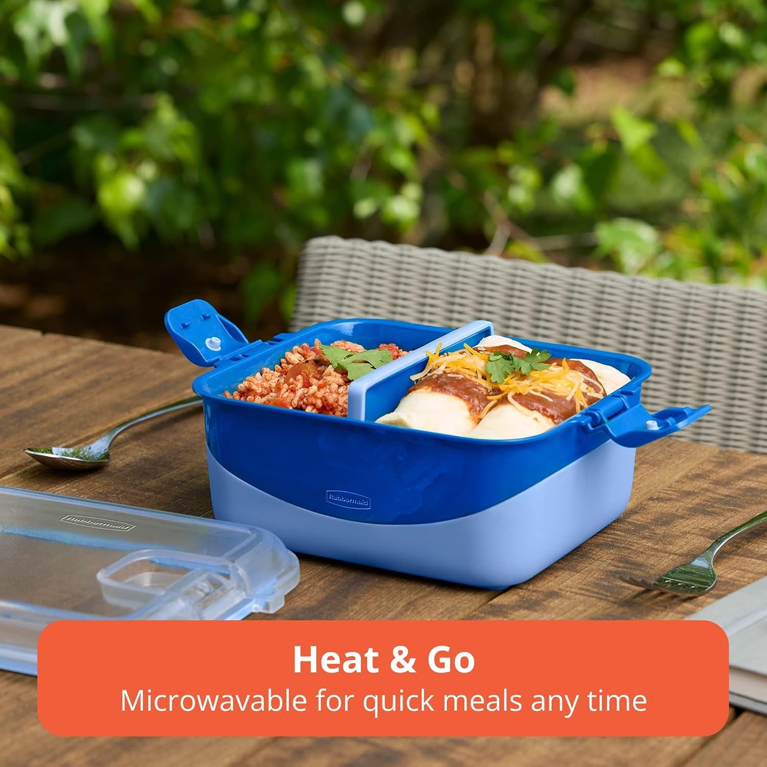 image:imageRubbermaid Pack amp Go Microwavable Set With Two 135 L Container with Divider Insert and Two 360 mL Round Containers Leakproof Meal Prep Containers135L 2Pack