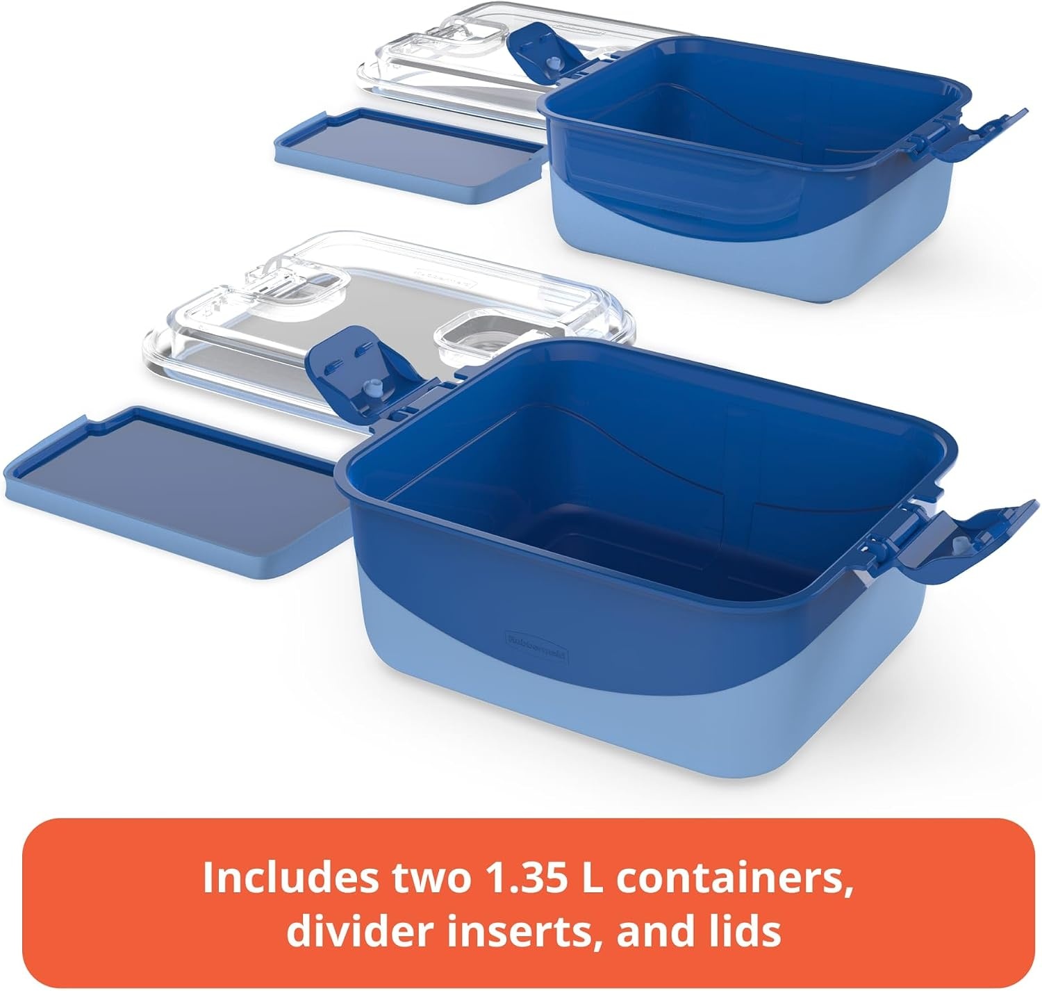 image:imageRubbermaid Pack amp Go Microwavable Set With Two 135 L Container with Divider Insert and Two 360 mL Round Containers Leakproof Meal Prep Containers135L 2Pack