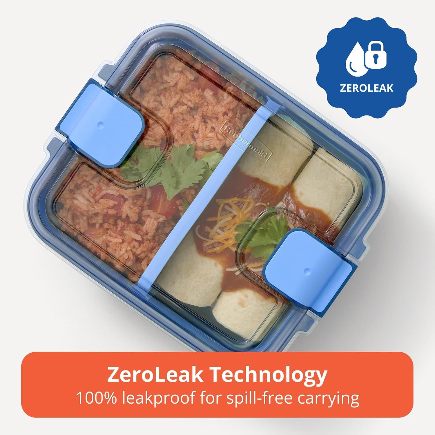 image:imageRubbermaid Pack amp Go Microwavable Set With Two 135 L Container with Divider Insert and Two 360 mL Round Containers Leakproof Meal Prep Containers135L 2Pack