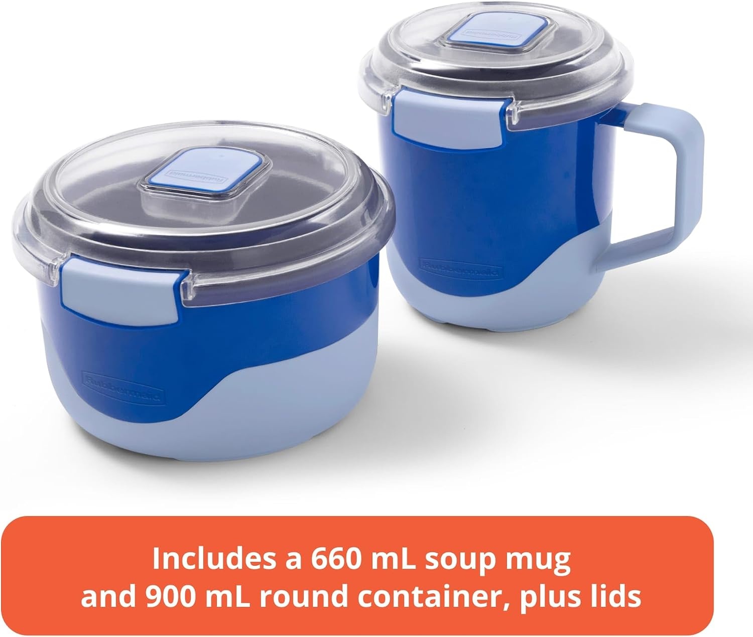 image:imageRubbermaid Pack amp Go Microwavable Set With Two 135 L Container with Divider Insert and Two 360 mL Round Containers Leakproof Meal Prep Containers660mL900mL 2Pack