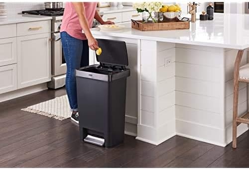 image:imageRubbermaid Premier Series II StepOn Trash Can for Home and Kitchen with Lid Lock and Slow Close 124 Gallon Charcoal for HomeKitchenGarageApartmentOfficeMetal Rim Resin Lid
