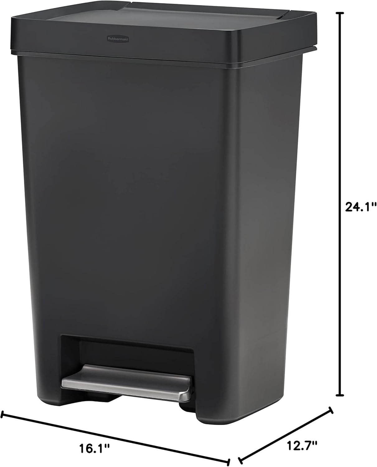 image:imageRubbermaid Premier Series II StepOn Trash Can for Home and Kitchen with Lid Lock and Slow Close 124 Gallon Charcoal for HomeKitchenGarageApartmentOfficeResin Rim Lid