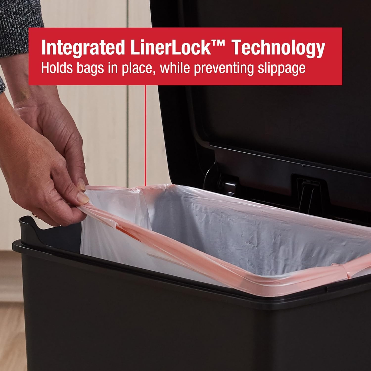 image:imageRubbermaid Premier Series II StepOn Trash Can for Home and Kitchen with Lid Lock and Slow Close 124 Gallon Charcoal for HomeKitchenGarageApartmentOfficeResin Rim Lid