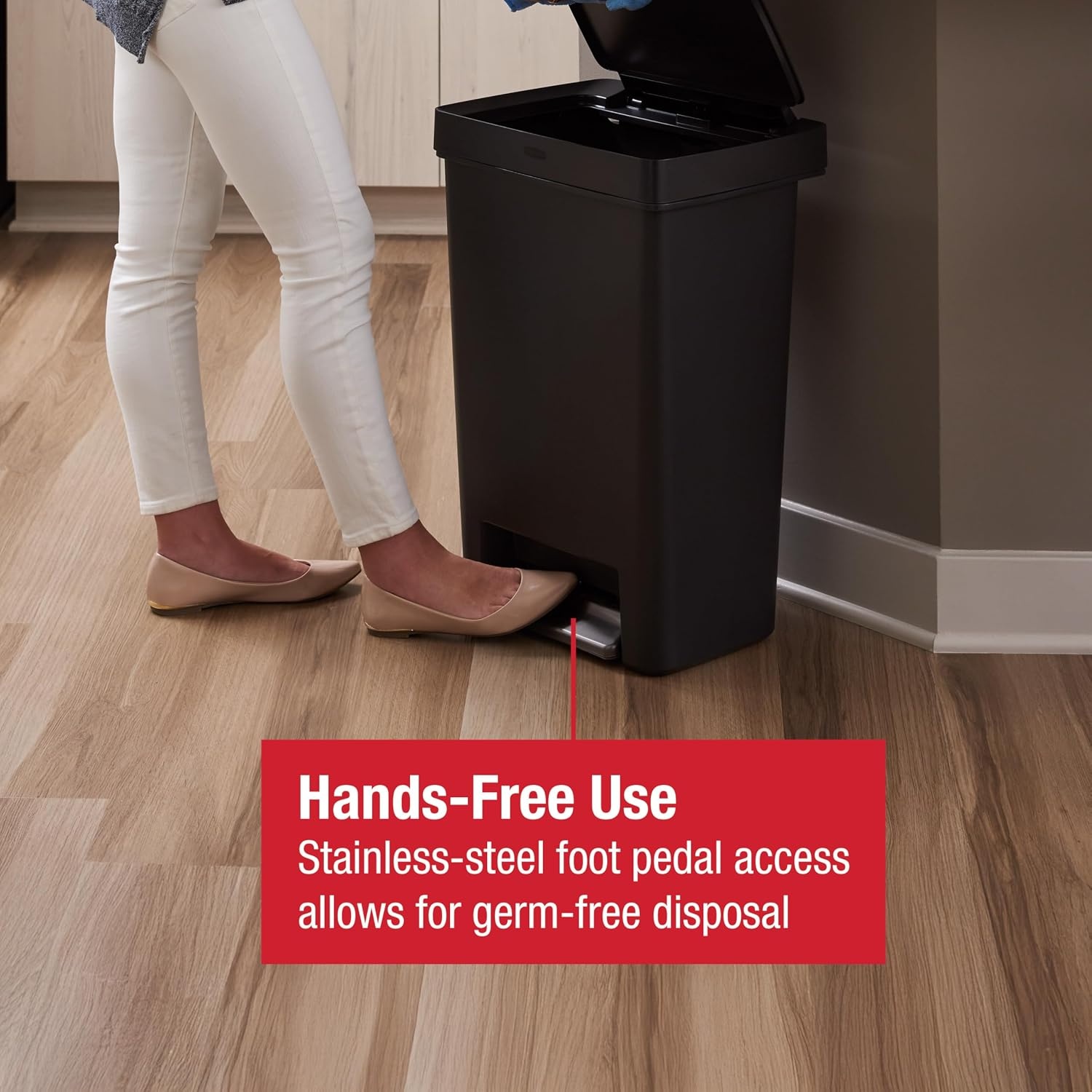 image:imageRubbermaid Premier Series II StepOn Trash Can for Home and Kitchen with Lid Lock and Slow Close 124 Gallon Charcoal for HomeKitchenGarageApartmentOfficeResin Rim Lid