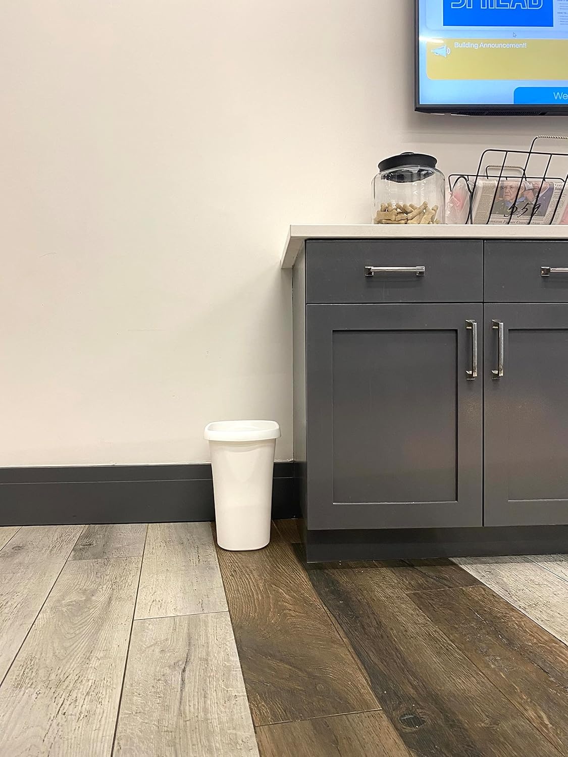 image:imageRubbermaid Rectangular Open Top Trash Can 3Gallon12Quart White for Under CounterKitchenOfficeBedroomBathroomWhite