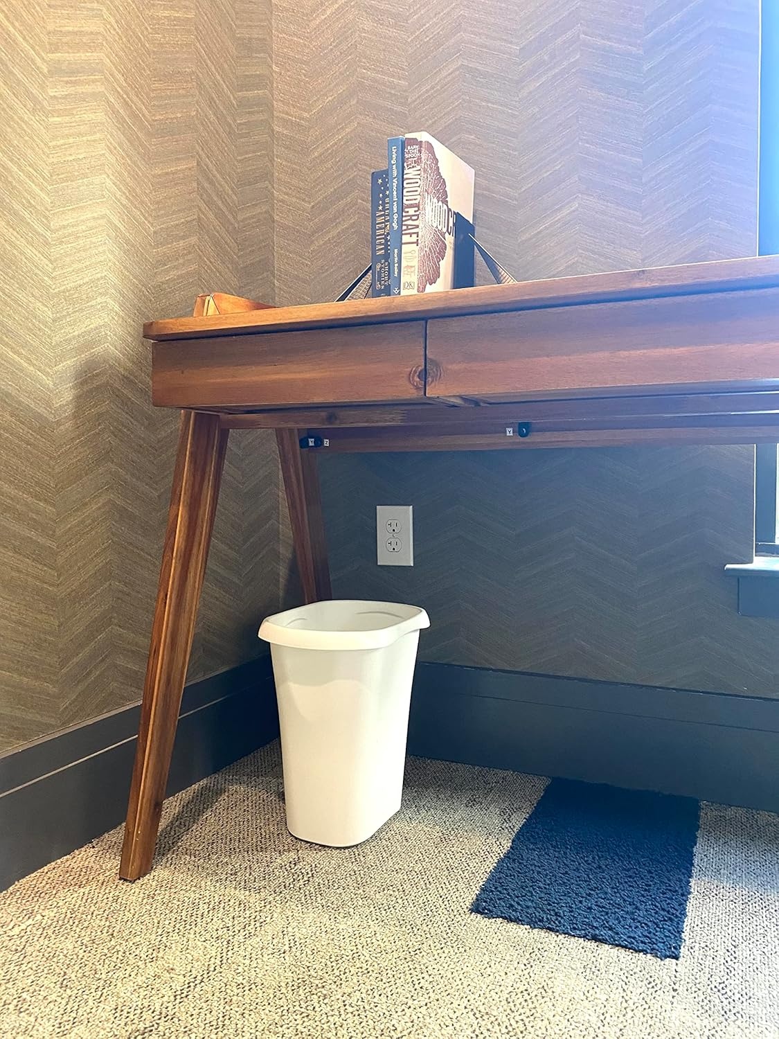 image:imageRubbermaid Rectangular Open Top Trash Can 3Gallon12Quart White for Under CounterKitchenOfficeBedroomBathroomWhite
