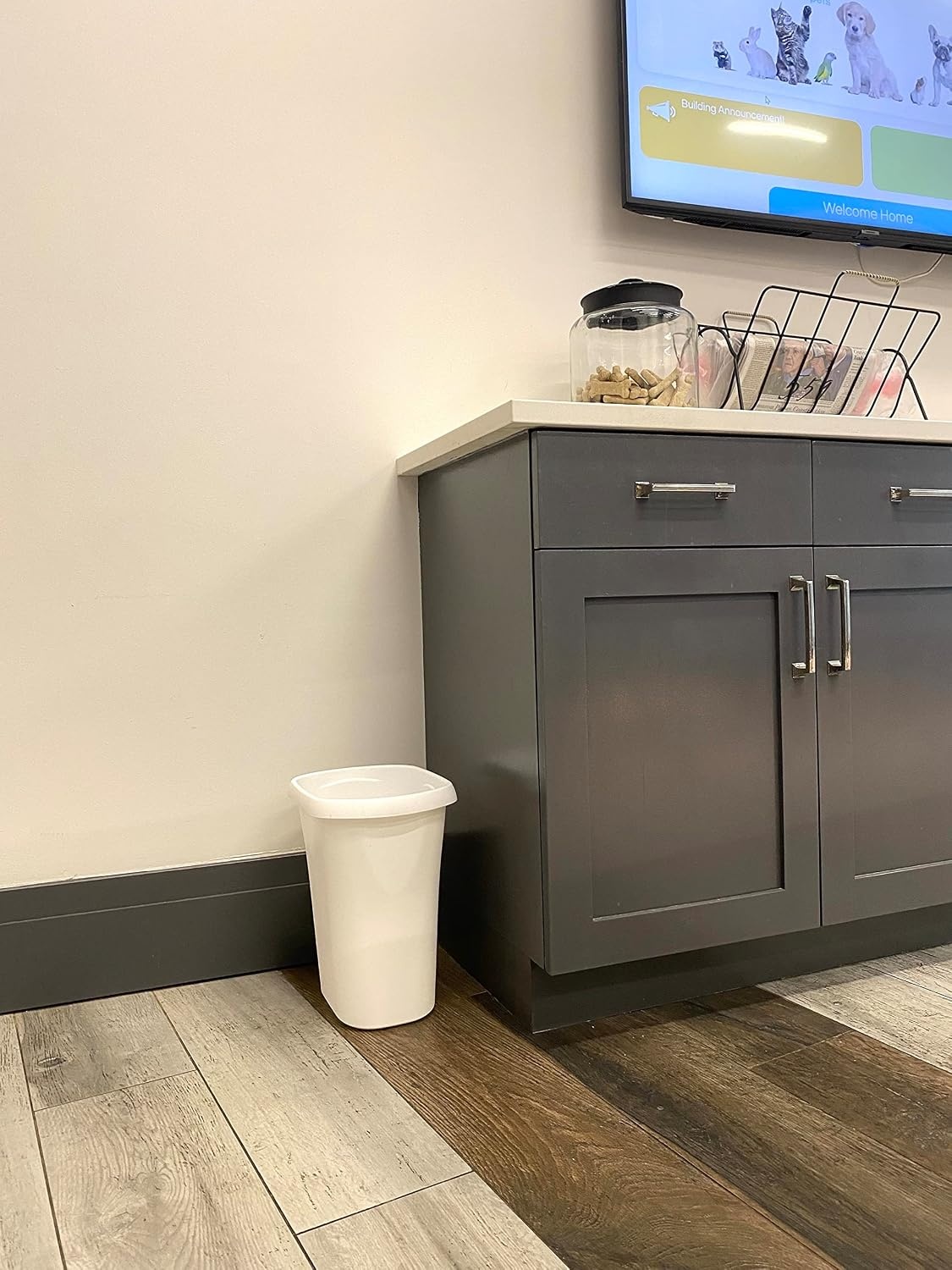 image:imageRubbermaid Rectangular Open Top Trash Can 3Gallon12Quart White for Under CounterKitchenOfficeBedroomBathroomWhite
