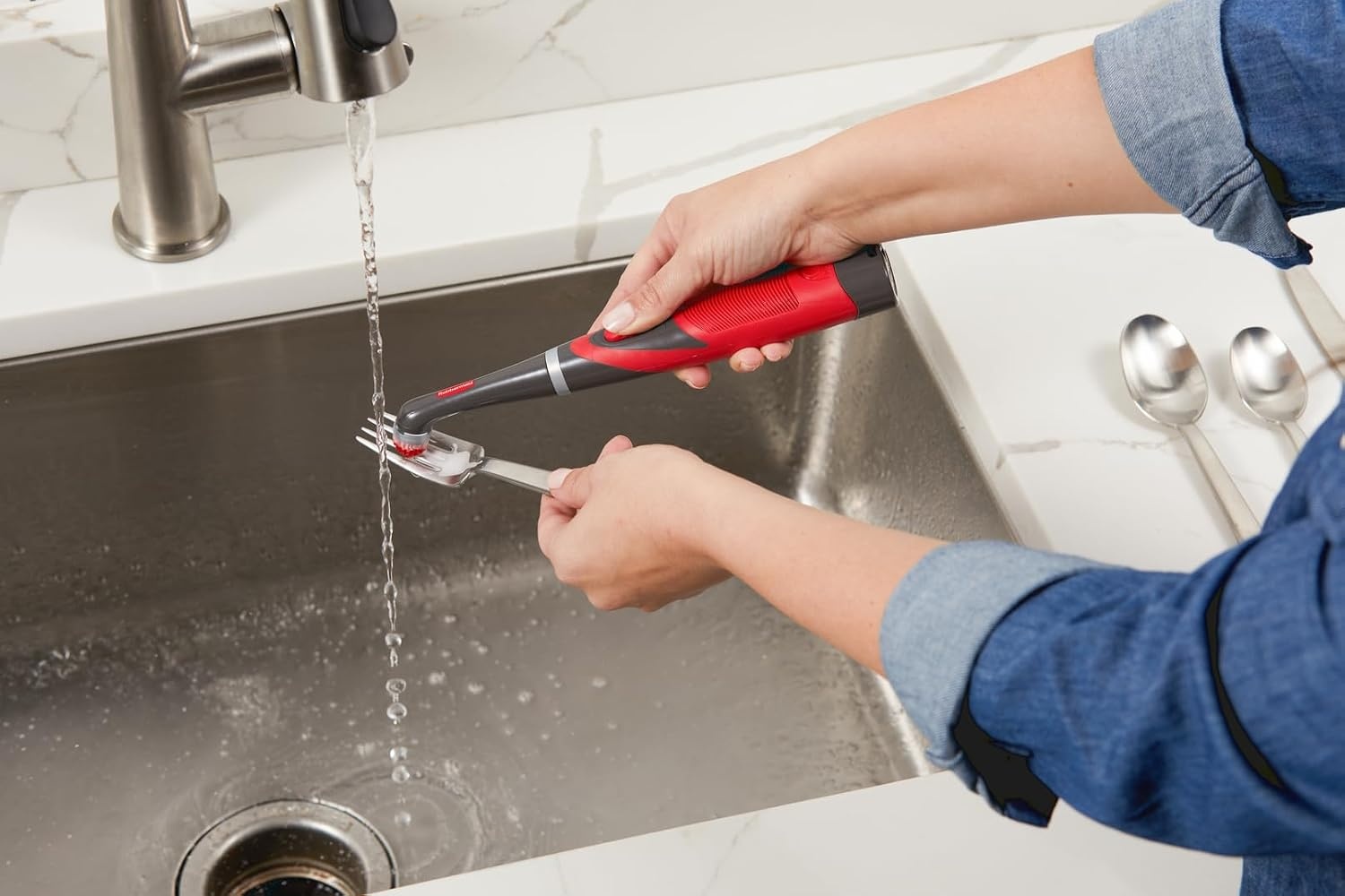 image:imageRubbermaid Reveal Power Scrubber Attachable Grout Head for Cordless Electric Battery Powered Scrub Brush Ideal for BathroomTileCounterShowerTubTight Corners amp Spaces