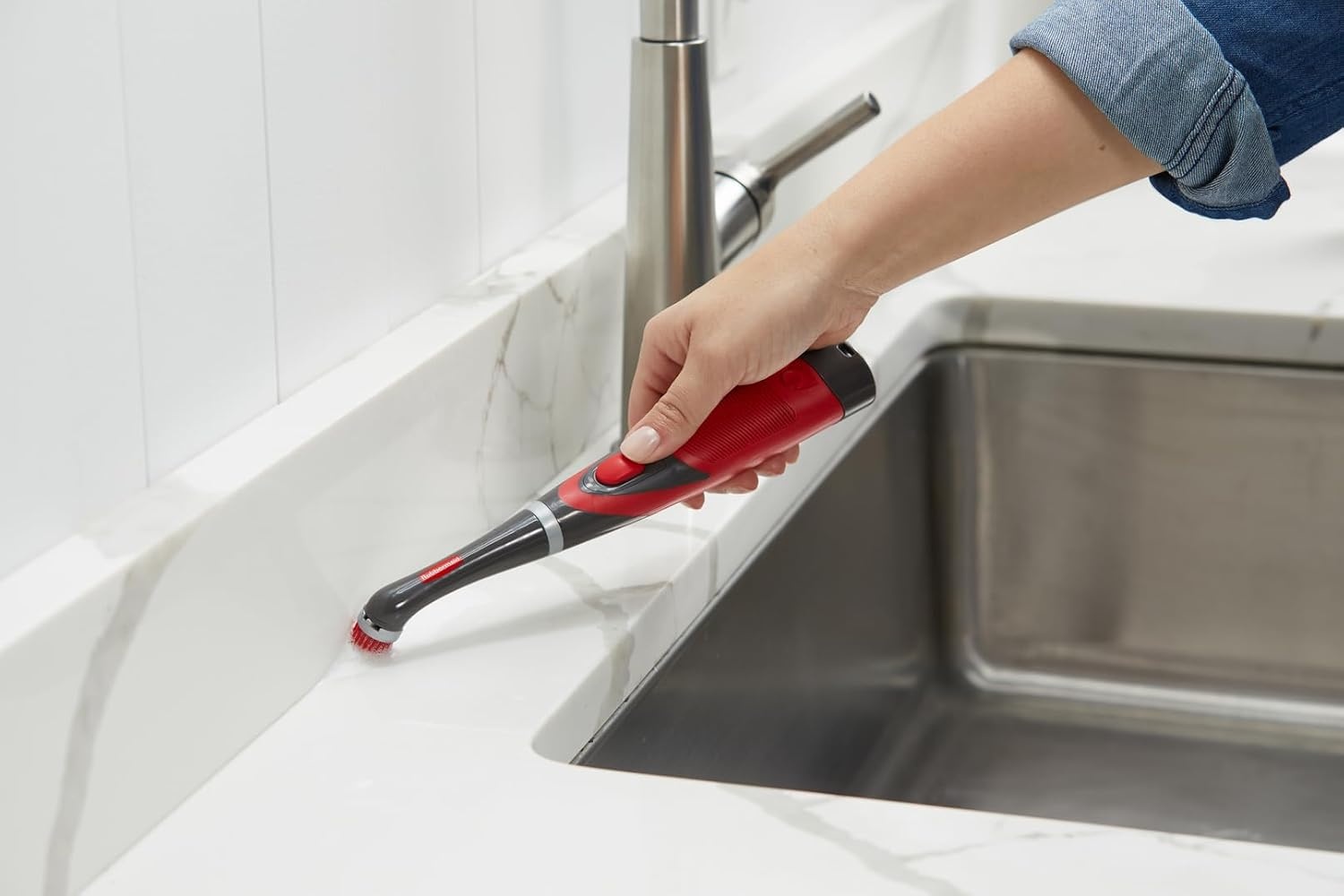 image:imageRubbermaid Reveal Power Scrubber Attachable Grout Head for Cordless Electric Battery Powered Scrub Brush Ideal for BathroomTileCounterShowerTubTight Corners amp Spaces