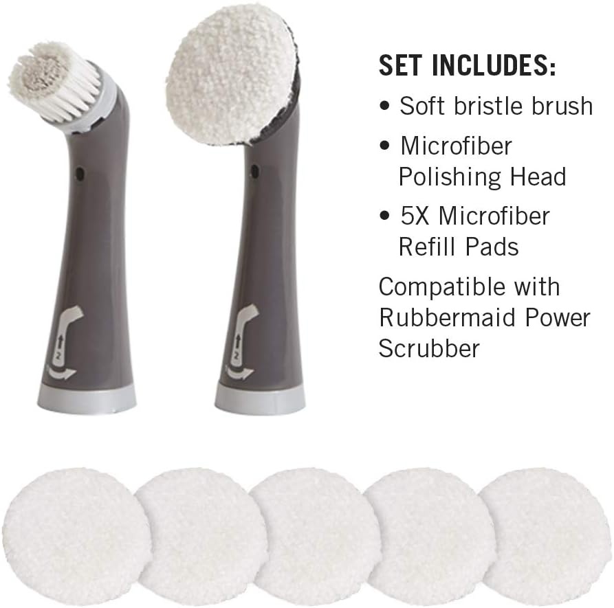 image:imageRubbermaid Reveal Power Scrubber Attachable Soft Bristle amp Velcro Head with 6 Microfiber Pads for Cordless Electric Battery Powered Scrub Brush Ideal for ShoesSneakersCar TrimTiresFurniture8 Pieces