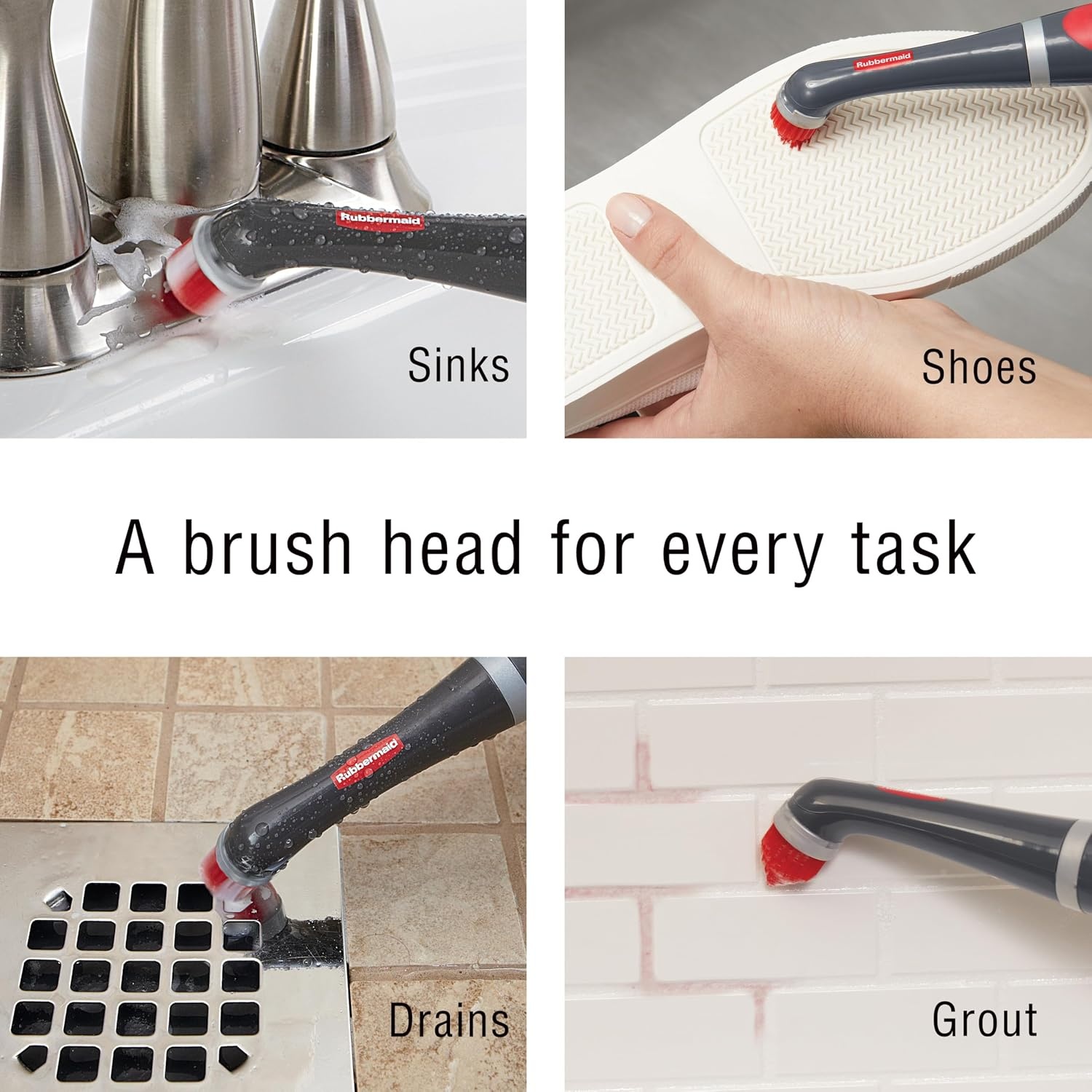 image:imageRubbermaid Reveal Power Scrubber with MultiPurpose amp Grout Head Cordless Electric Battery Powered Scrub Brush Water Resistant for HomeKitchenBathroomGroutTileShowerTub3 Piece Kit