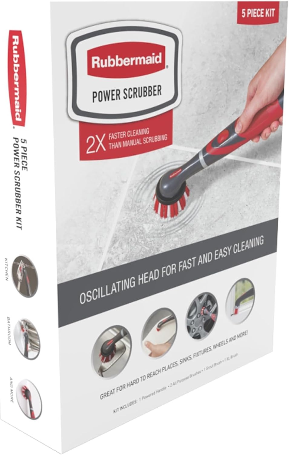 image:imageRubbermaid Reveal Power Scrubber with MultiPurpose amp Grout Head Cordless Electric Battery Powered Scrub Brush Water Resistant for HomeKitchenBathroomGroutTileShowerTub5Piece Kit