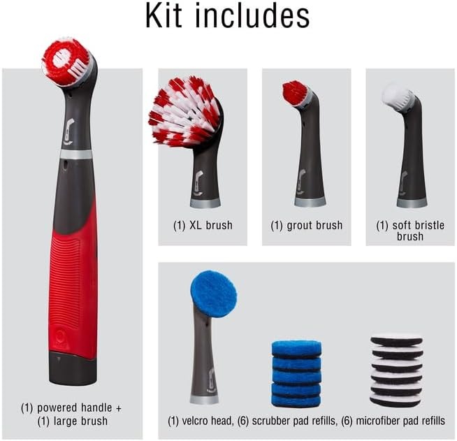 image:imageRubbermaid Reveal Power Scrubber with MultiPurpose amp Grout Head Cordless Electric Battery Powered Scrub Brush Water Resistant for HomeKitchenBathroomGroutTileShowerTub18Piece Kit