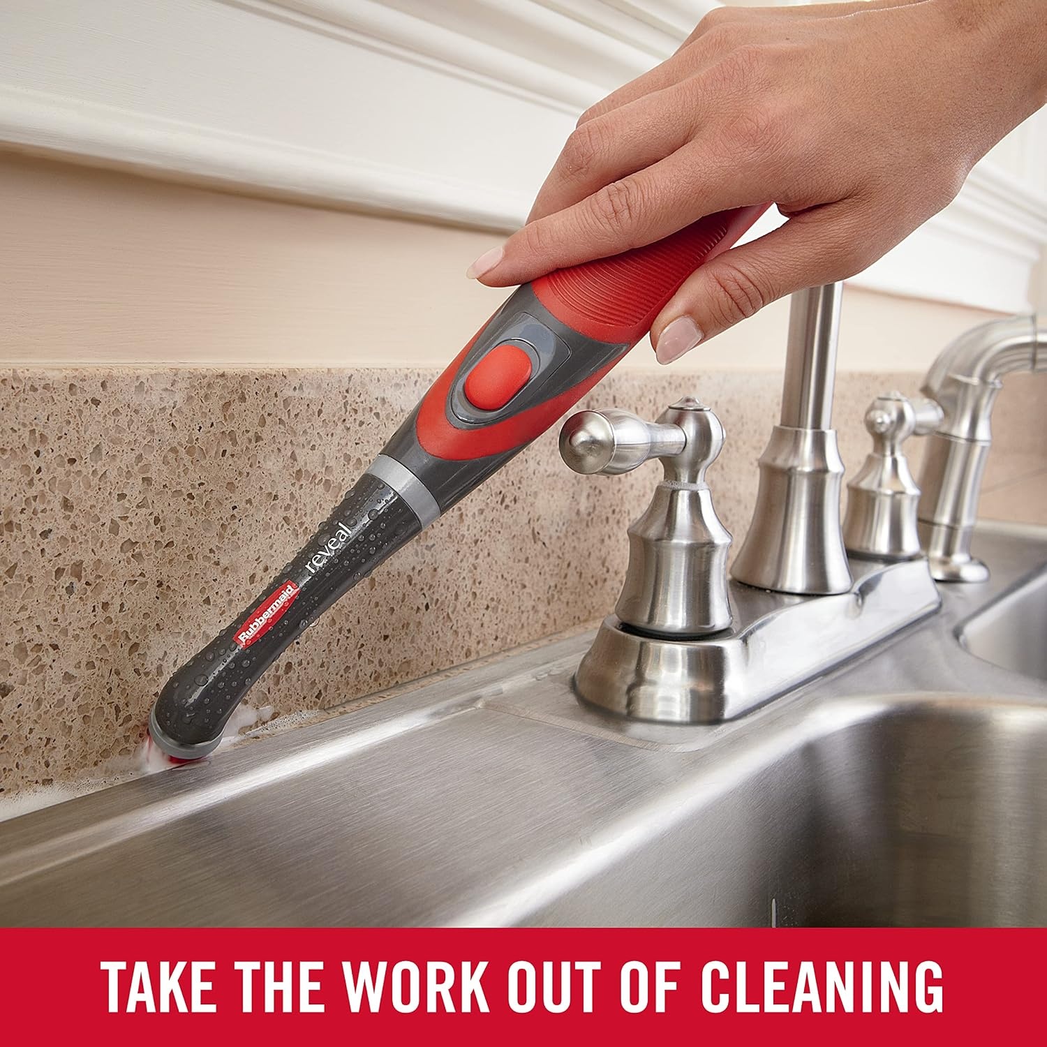 image:imageRubbermaid Reveal Power Scrubber with MultiPurpose amp Grout Head Cordless Electric Battery Powered Scrub Brush Water Resistant for HomeKitchenBathroomGroutTileShowerTub2Piece Kit